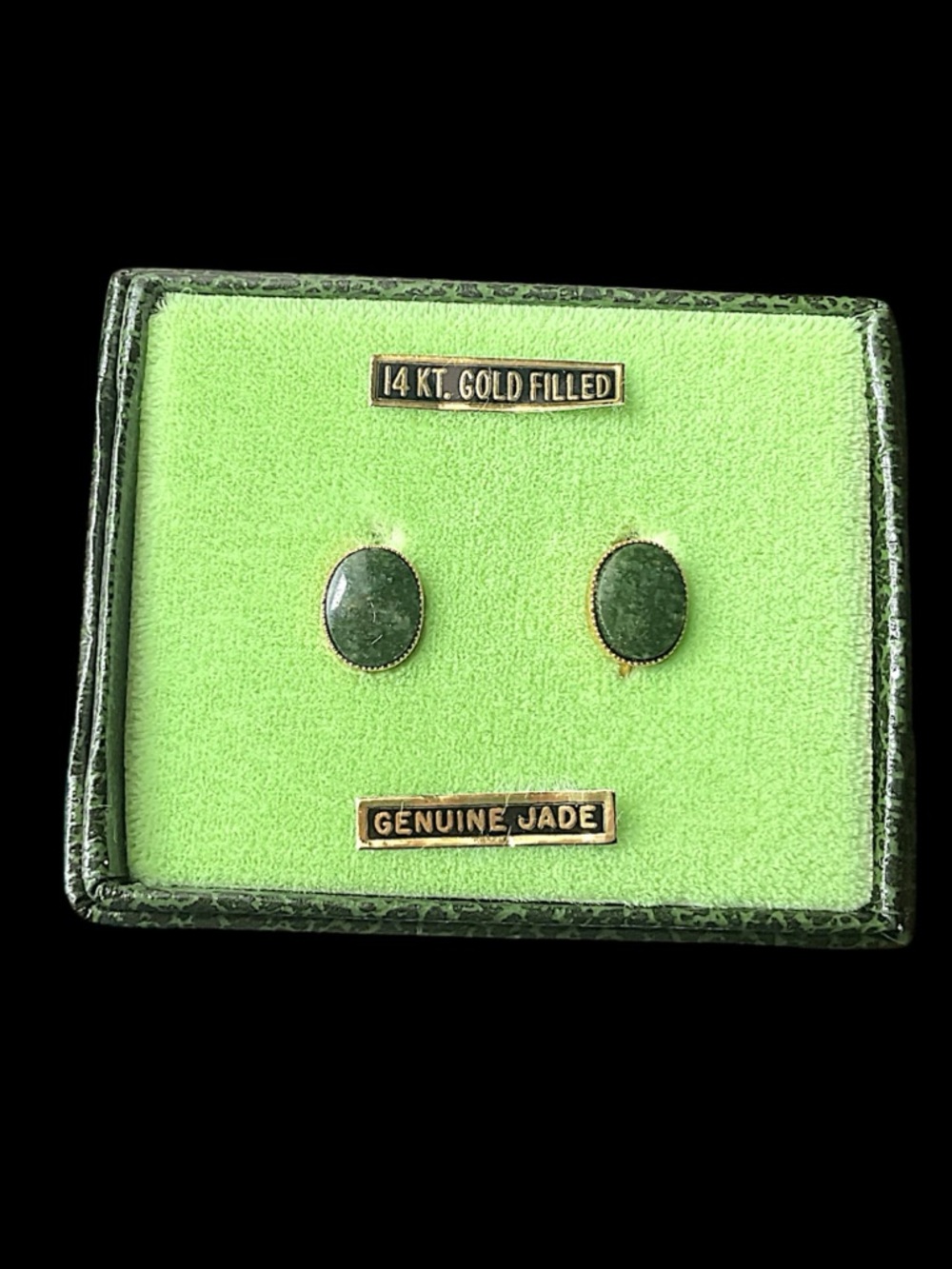 Vintage Gold Filled Jade Screw Back Earrings